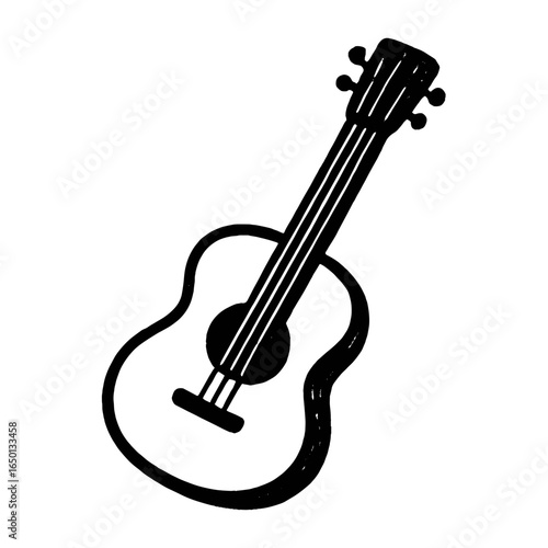 Acoustic guitar silhouette illustration vector
