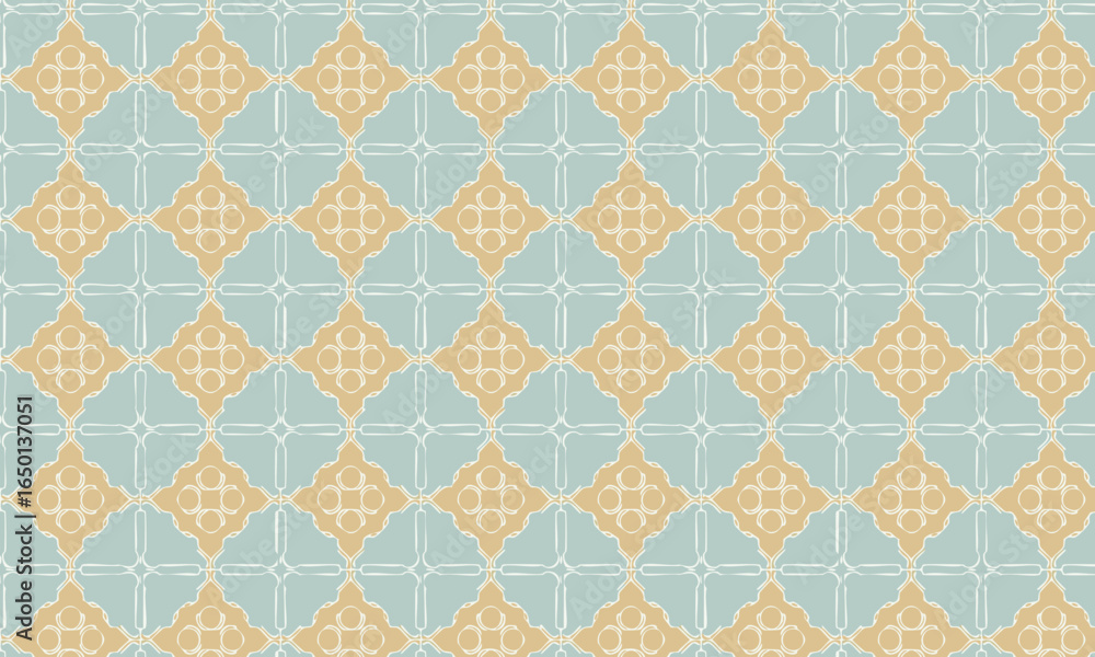 Fototapeta premium Seamless Ornate Geometric Diamond Pattern in Two-Tone Color Scheme