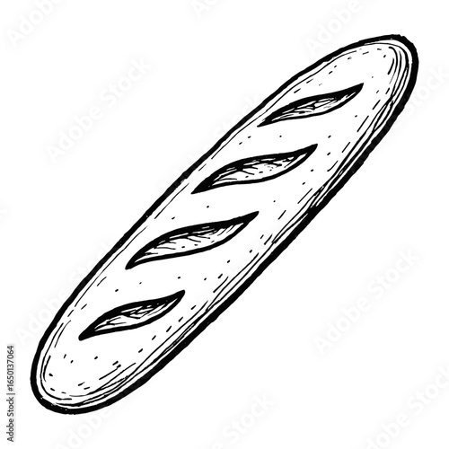 Hand-drawn baguette bread illustration vector