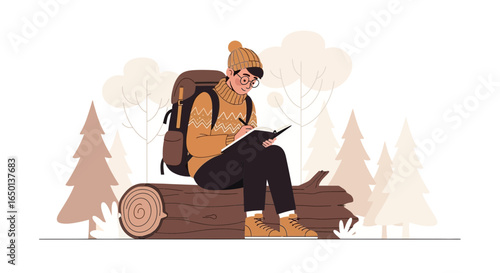 Adventurer Writes in Nature's Embrace Creating Lasting Memories of the Trip