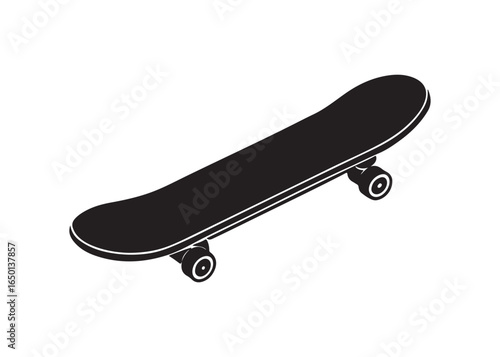 Black Silhouette Skateboard Vector Icon Sport Illustration Isolated.