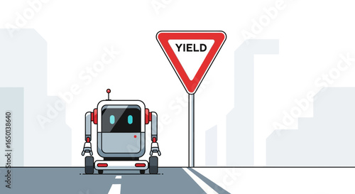 Autonomous Navigation System Shows Robot Complying With Yield Sign Lawfully