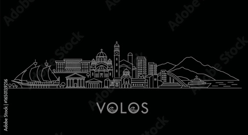 Volos Skyline Greece Minimalist Line art.