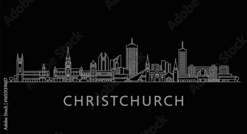 Christchurch Skyline New Zealand Vector.