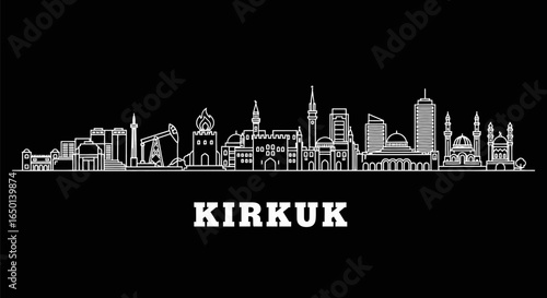 Kirkuk Skyline with Iraq City Silhouette.