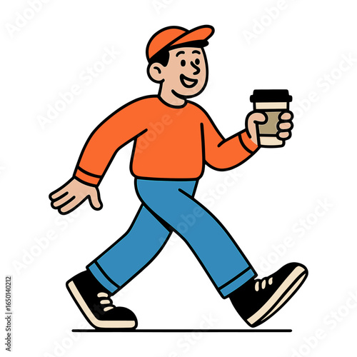 Happy cartoon character walking vector