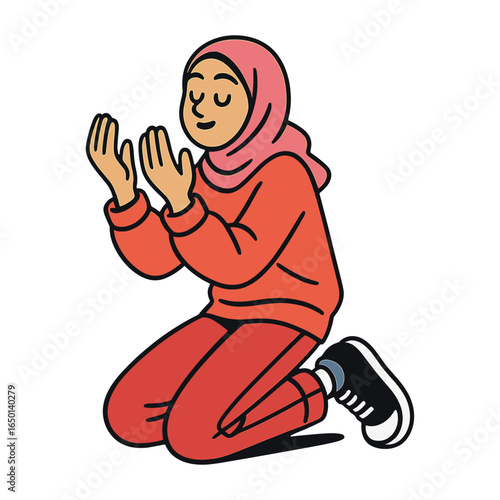 Praying person in traditional attire vector