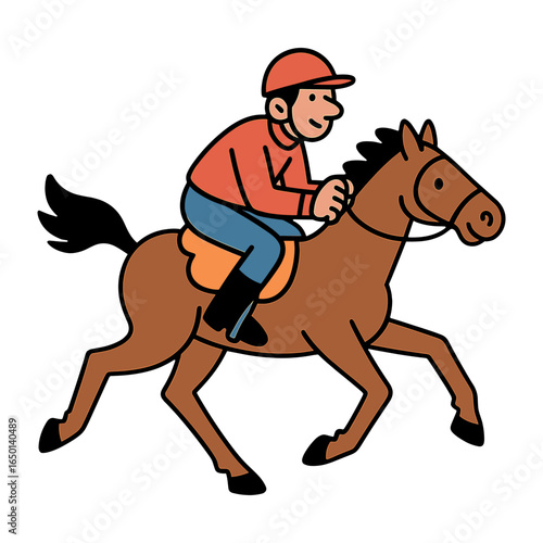 Cartoon jockey riding horse vector