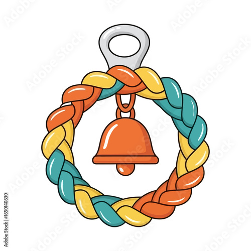 Braided Ring Baby Rattle with Bell Vector illustration