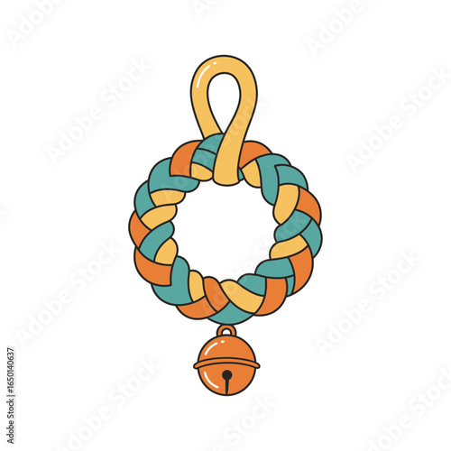 Braided Ring Baby Rattle with Bell Vector illustration