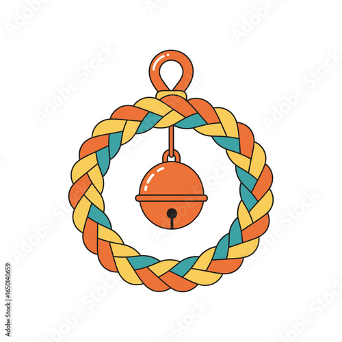 Braided Ring Baby Rattle with Bell Vector illustration