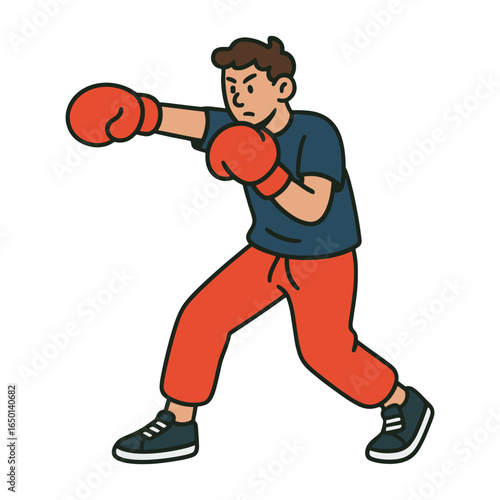 Cartoon boxer throwing punch vector