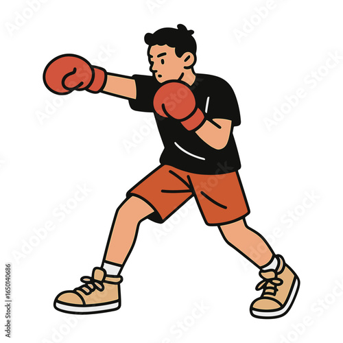 Cartoon boxer throwing punch vector