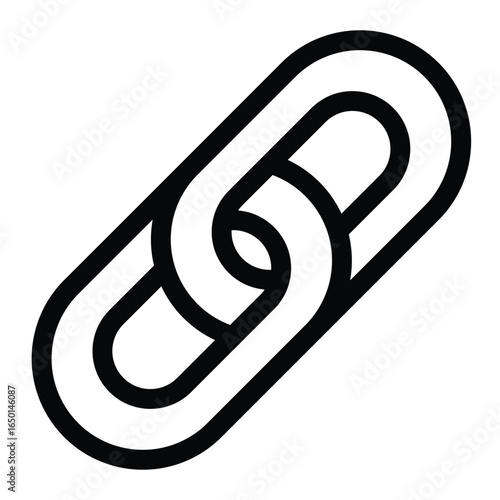 A doublelined chain link oriented diagonally, line icon. Editable stroke