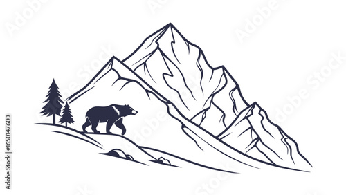 wolf in the mountains sky vector art 