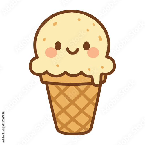 Cute smiling ice cream cone vector