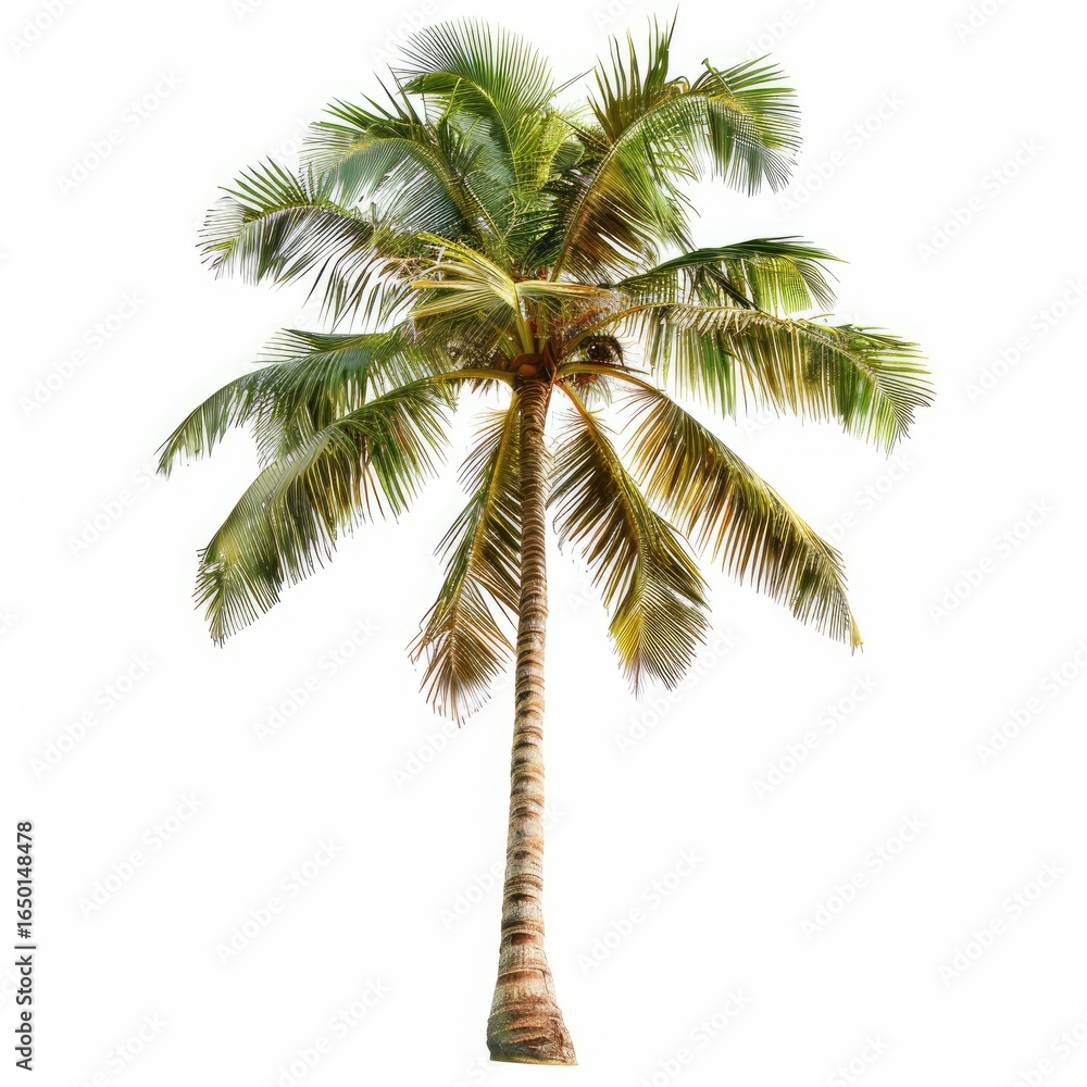 Fototapeta premium Isolated coconut palm tree against white background