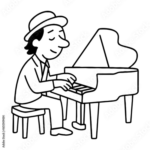 Cartoon pianist playing piano vector
