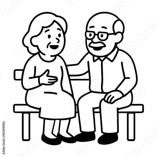 Elderly couple sitting together illustration vector