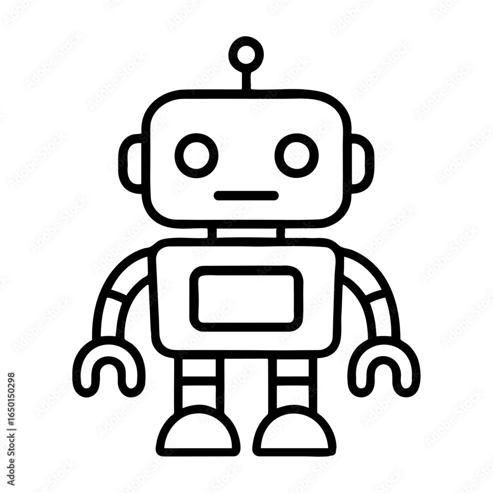 Fototapeta premium Minimalist robot outline illustration vector