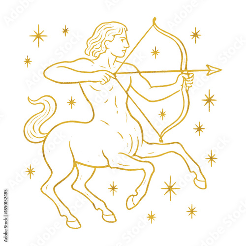 Golden centaur archer illustration vector