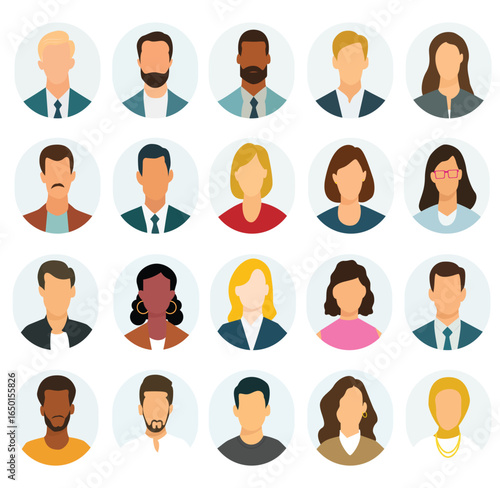 People Avatar Round Icon Set Profile Diverse vector