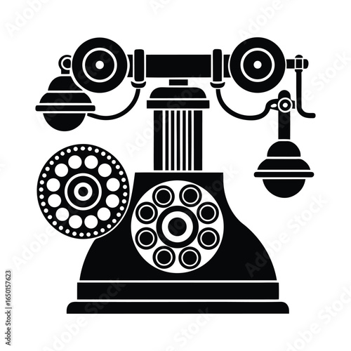 Vintage Telephone Parts silhouette illustration
