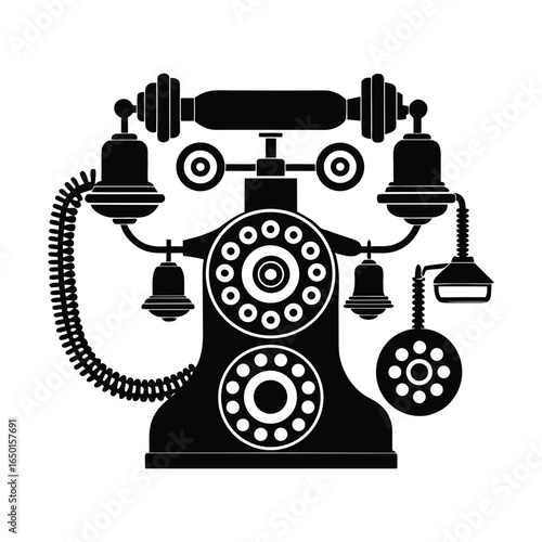 Vintage Telephone Parts silhouette illustration
