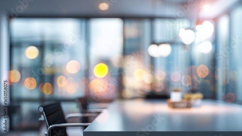 Wallpaper Mural Modern blurred office interior with bokeh lights, abstract workspace background for corporate, business, and professional presentations, digital banner design concept Torontodigital.ca