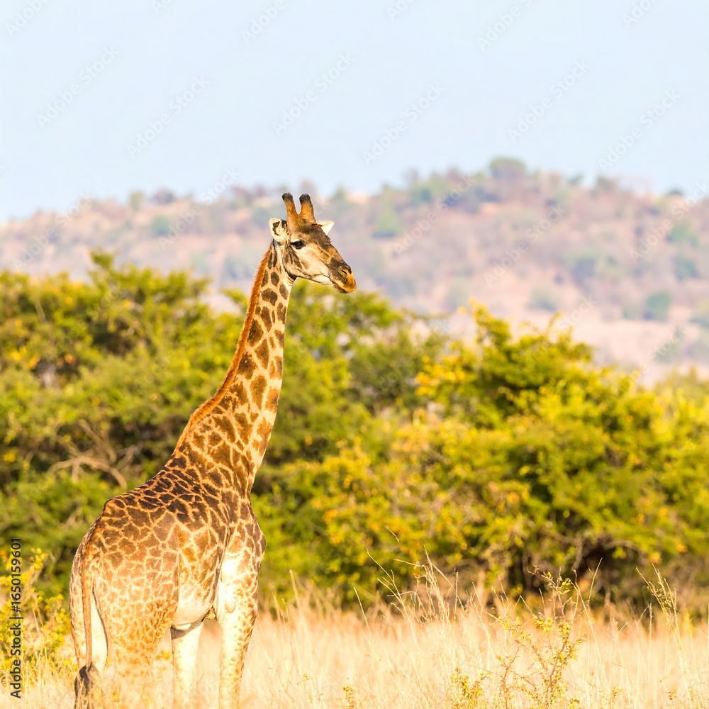 Fototapeta premium Giraffe in savanna landscape