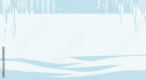 Icy Winter Landscape With Snowdrifts And Falling Snow Beautiful Scene