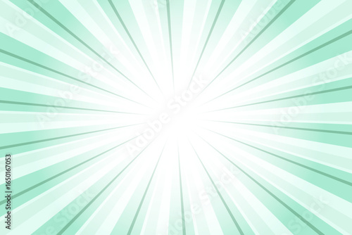 Light Sea Green Abstract Sunlight Background. Glow Effect Sunburst Background for Presentation, Banner, Poster, Flyer, Sales. Pop Art Template for Summer and Spring. Rays Vector Theme.