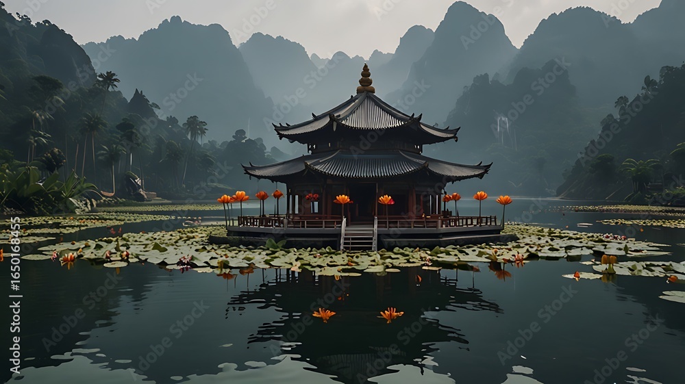 Obraz premium chinese pavilion in the park