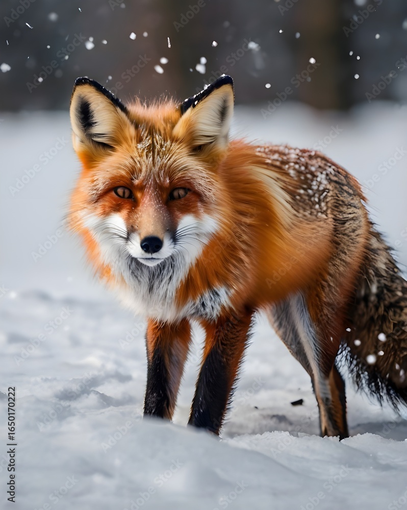 Fototapeta premium red fox in snow