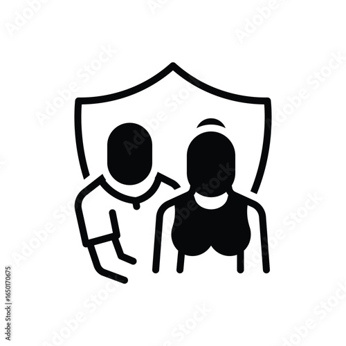 Black solid icon for bond of protection