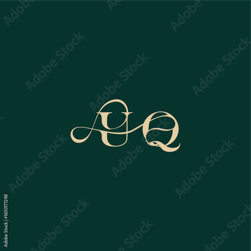elegant style with wavy line UQ monogram initial logo design letter organic curve wedding