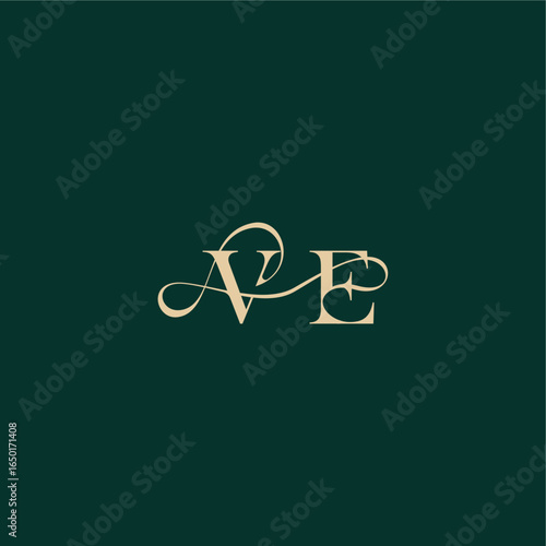 elegant style with wavy line VE monogram initial logo design letter organic curve wedding