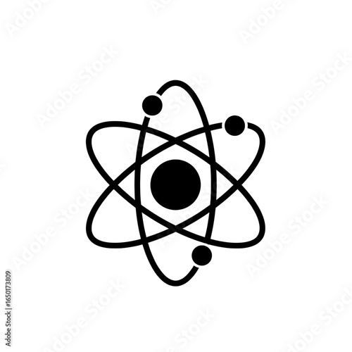 Atom model illustration with electrons orbiting a central nucleus core