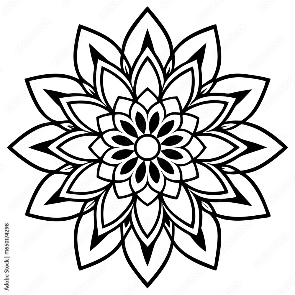 © Saikat - Black and White Floral Mandala Design.