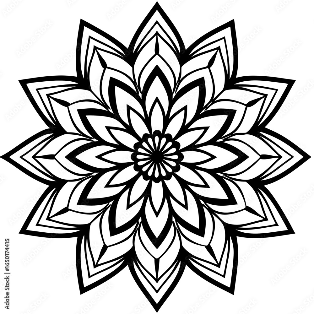 Fototapeta premium Black and White Floral Mandala Design.