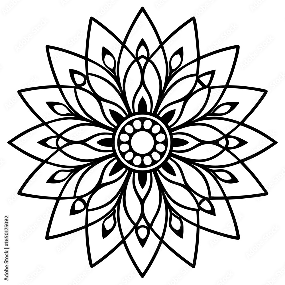 Fototapeta premium Black and White Floral Mandala Design.