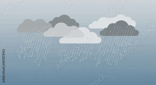 Overcast Day Illustration Depicting Raining Gray Clouds And Sky Background