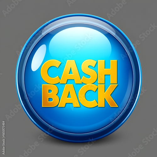 Cash Back eyeball glossy elegant blue round button abstract