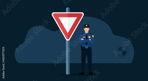 Police Security At Intersection Offering Safe Passage Assurance And Protection