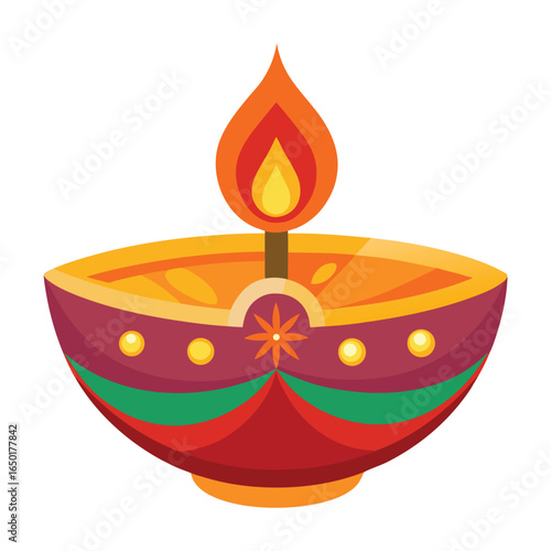 Diwali diva lamp vector illustration.