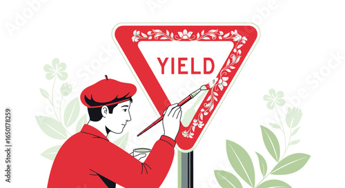 Redrawing Boundaries An Artist Transforms The Traditional Yield Sign Concept