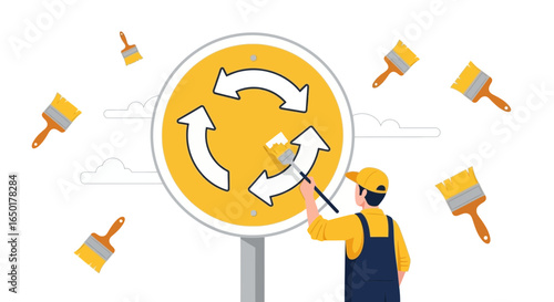 Refreshing Circular Flow Painting Creative Process Concept Illustration