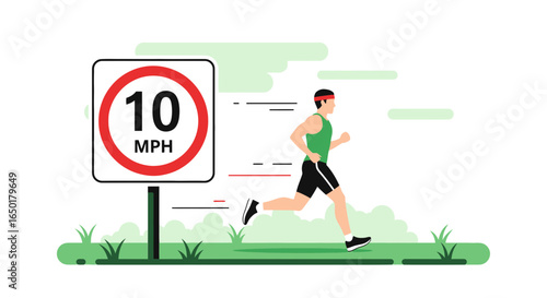 Running Fast Exceeding Speed Limit Sign Concept Vector Illustration