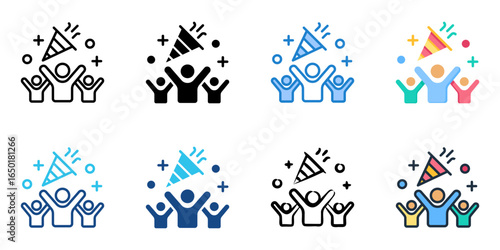 Team retreats icon set multiple style collection 
