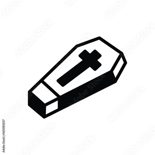Black solid icon for coffin